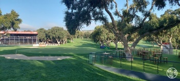 18th green in the early morning Saturday light, all ready for action