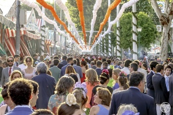 An avenue of casetas in the Seville fairground © Michelle Chaplow
