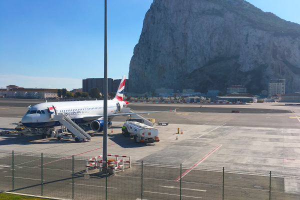 With the backdrop of the Rock of Gibraltar this is one stunning airport view © Michelle Chaplow