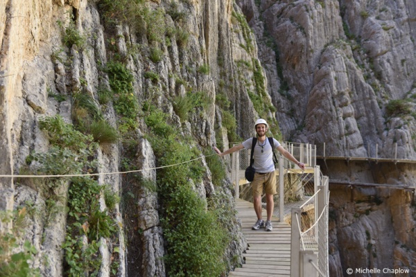 Barcley Spicer - Jenkins loving the Camino del Rey  © Michelle Chaplow