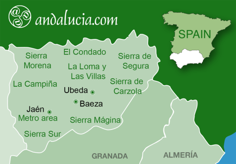 Areas of Jaén province