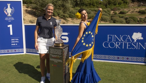 Solheim cup presentation at Finca Cortesin in 2022 with European team Captain Suzann Petersen © Michelle Chaplow
