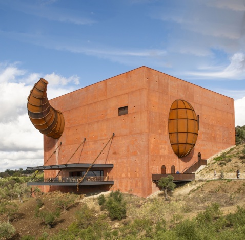 LA Almazara, is a contemporary olive oil mill and museum designed by the French artist Philippe Starck © Michelle Chaplow