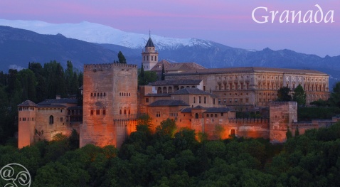 Sunset over the Alhambra in Granada 
