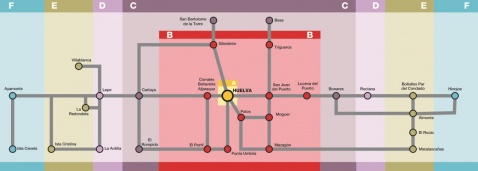 Map of Bus of Consorcio de Transporte de Huelva Map of Bus of Consorcio de Transporte de Huelva