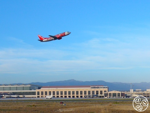 Taking off from Malaga Airport 