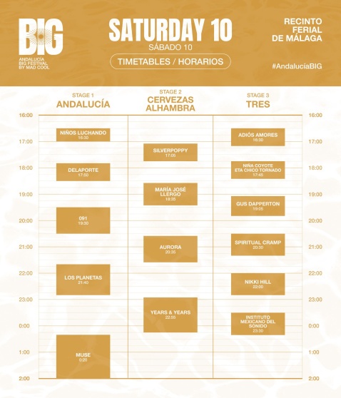 Line up Schedule for Saturday Night