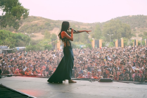 Judeline from Caños de Meca, Costa de la Luz, her urban-Latin songs went down very well. © Sharon Lopez