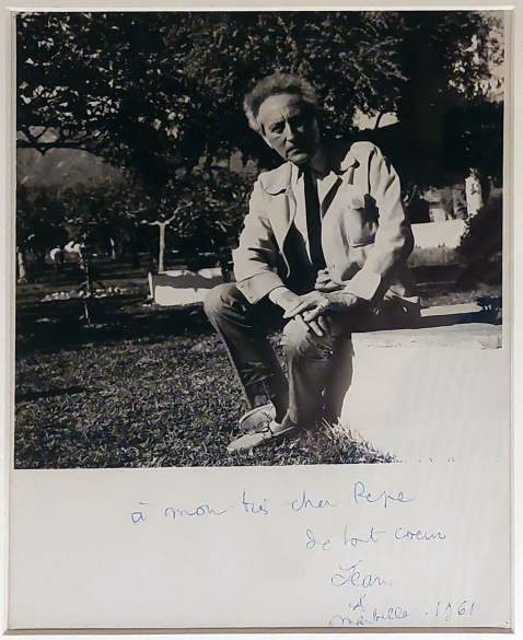 Jean Cocteau in garden of Ana von Bismarck's Cortijo Blanco 1961