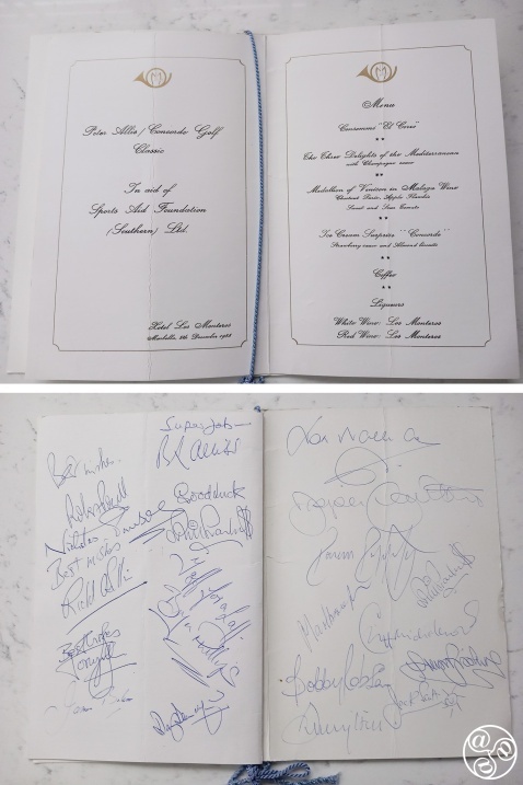 Concorde Golf Classic Gala Dinner - signed menu. © Robert Hill