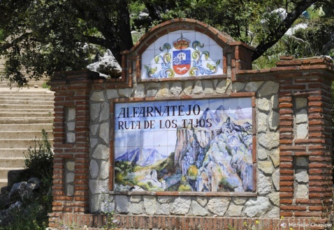Welcome sign of Alfarnatejo village