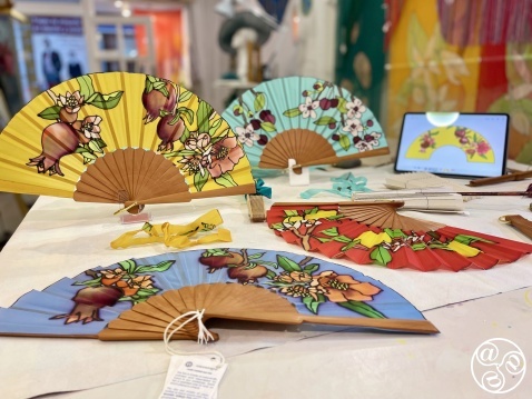 Collection of hand ainted fans by Silvia Ramos © Artist