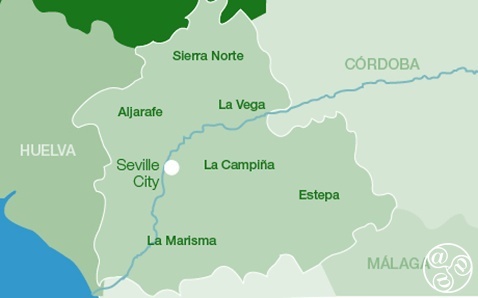 Map of Seville province showing the Comarcas