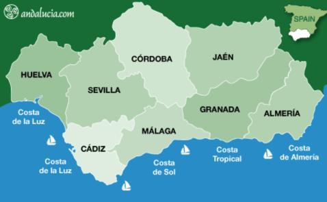 Map of the Southern Coast in Andalucia ©Andalucia.com