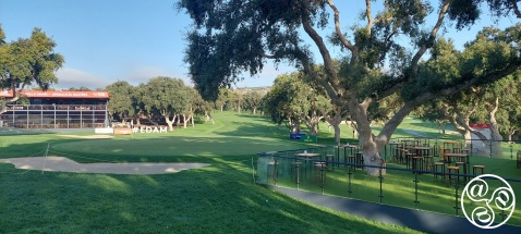 18th green in the early morning Saturday light, all ready for action