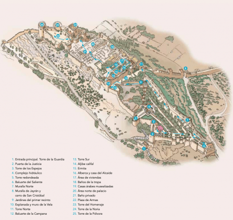 Plan of Alcazaba route from the official pamphlet
